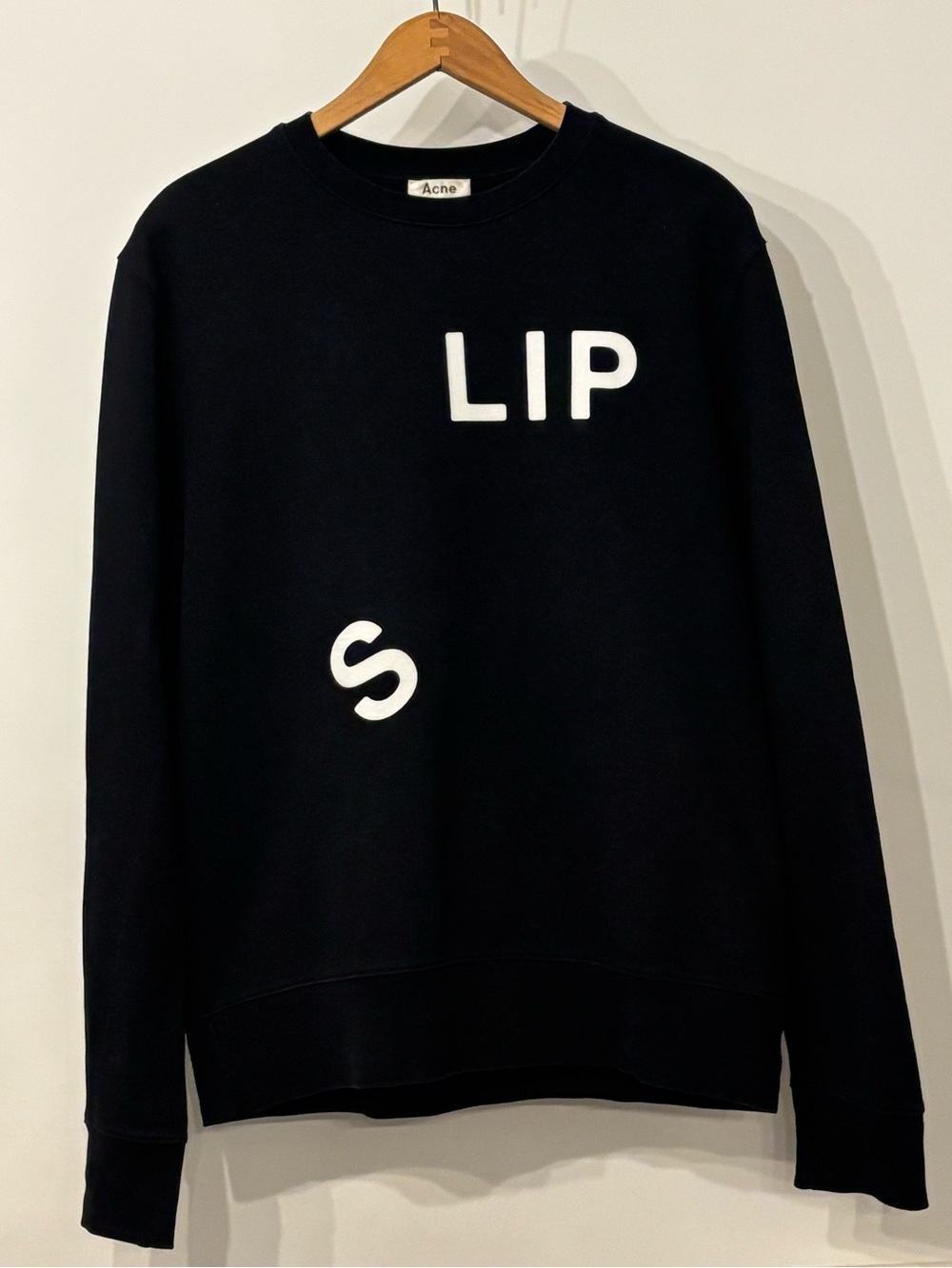 Acne Studios Black Crewneck Sweatshirt with White Lettering